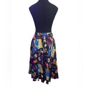 Modcloth Blue and Yellow Asymmetrical Midi Skirt EUC L